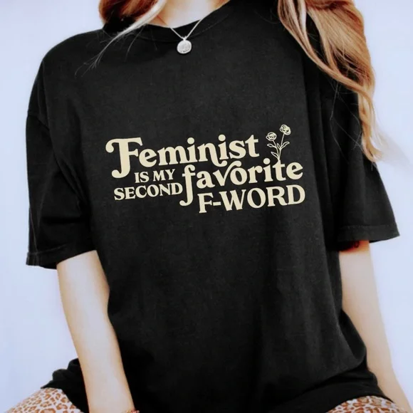 Feminist Is My Favorite Second F-Word Crew Neck Short Sleeve Tee Shirt - Picture 2 of 3